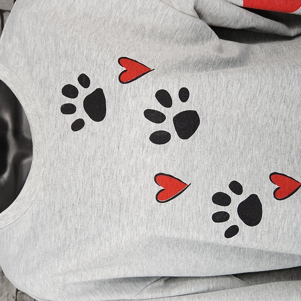 Paw Print Heart Elbow Patch Sweatshirt - Oversized Small - Picture 5 of 9